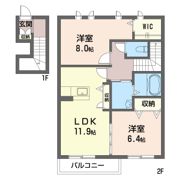 シャンティ韮川 Bの間取り画像
