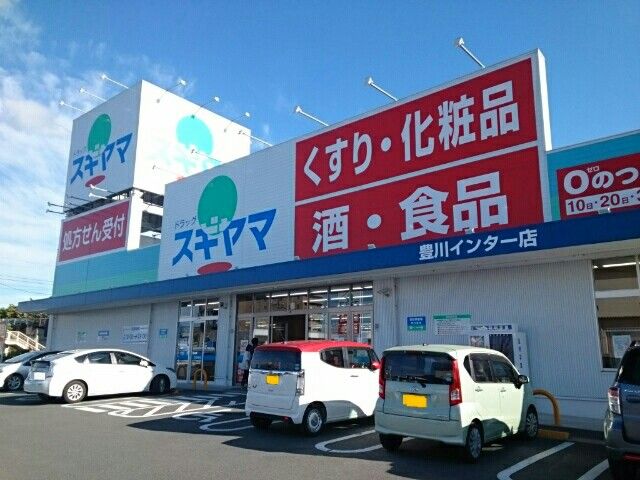 近くのドラッグスギヤマ豊川インター店様まで950m（徒歩12分）