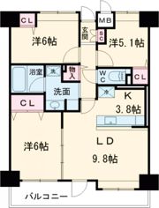 土浦市中央2丁目マンションの間取り画像