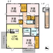 SW's riverside D-roomの間取り画像