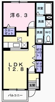 ピスティス トアロン柳ヶ坪Aの間取り画像