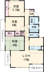 富雄サンパレスI号館の間取り画像
