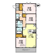 グロリアハイツ はびきの B棟の間取り画像