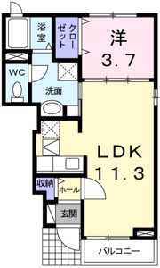 コーポ上ノ川Bの間取り画像