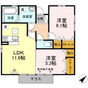 D-room御殿場市川柳(ﾃﾞｨｰﾙｰﾑｺﾞﾃﾝﾊﾞｼｶﾜﾔﾅｷﾞ) Bの間取り画像