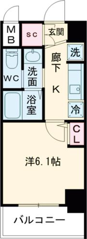 エステムコート神戸元町Ⅱリザーヴの間取り画像