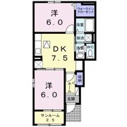 ユニゾン Bの間取り画像