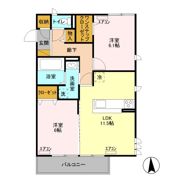 プラウドパークス朝倉の間取り画像