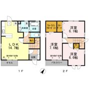 茶与町貸家Ⅱの間取り画像