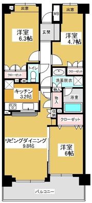 西新・曙パーク・ホームズの間取り画像