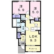 レミー グレンツェ Ⅰの間取り画像