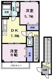 パームハイツ高田B棟の間取り画像