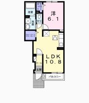 ヴィラ ドゥ グレーヌ梅ケ谷Eの間取り画像
