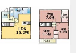 北秋津一戸建貸家の間取り画像