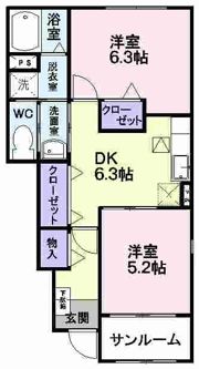 アンソレイエ・ノールの間取り画像