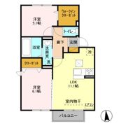 ゼピュロス学園の森 Pの間取り画像