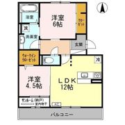 Le ciel blue(ﾙ ｼｴﾙ ﾌﾞﾙｰ）2の間取り画像