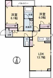 aile（エール）西阿知の間取り画像