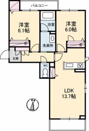 aile西阿知の間取り画像