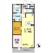 D-roomKの間取り画像