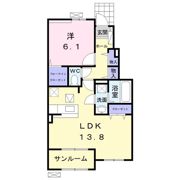 グレース曲野 Bの間取り画像