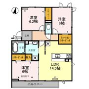 ﾛｲｼﾞｪﾝﾄﾊﾟｰｸｽ ﾚｲｸﾀｳﾝ Ⅱ Cの間取り画像