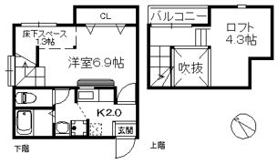 ティーグル九研の間取り画像