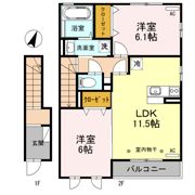 WestガーデンFukuchi Aの間取り画像