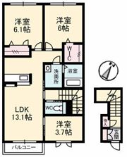 カーサ・ヴィアソーレ A棟の間取り画像