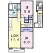 メロウ アヴェニューDの間取り画像