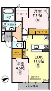 D-room上ノ丸の間取り画像