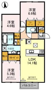 グランクレージュ有田川 B棟の間取り画像
