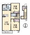 アカデミーフロント神拝 B棟の間取り画像