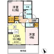 ボヌール・ヒルズ 市名坂 Fの間取り画像