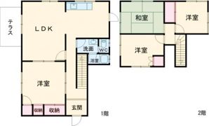 名張市つつじヶ丘一戸建ての間取り画像