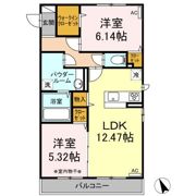 エリタージュ朝倉 Southの間取り画像