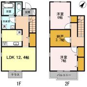 矢追テラスハウス A棟の間取り画像