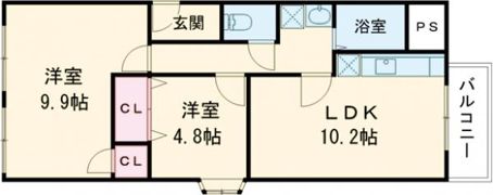 シャルル四条畷駅前の間取り画像