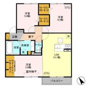 クレストフォーチュン Bの間取り画像