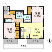 ウェスト コート B棟の間取り画像