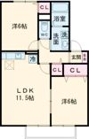 ドミール三日市 Aの間取り画像