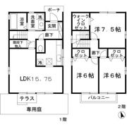 村山戸建借家 B棟の間取り画像