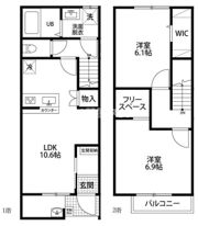Maisonettepark大道ⅡB棟(メゾネットパークオオミチツービートウ)の間取り画像
