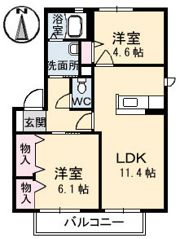 バリュージュサンヨーB棟の間取り画像