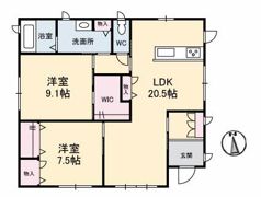 東塚 戸建平屋の間取り画像