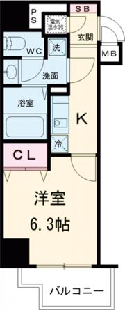 アドバンス三宮Ⅱライズの間取り画像