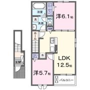 カナン樋之口 Aの間取り画像