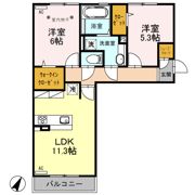 ﾛｲｼﾞｪﾝﾄﾊﾟｰｸｽ ﾚｲｸﾀｳﾝ Ⅱ Lの間取り画像