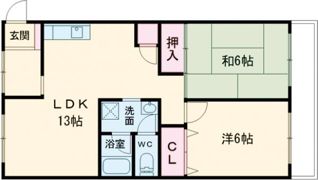 コーポ上町B棟の間取り画像