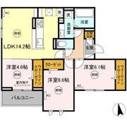 パルトネール伊都Ⅵの間取り画像
